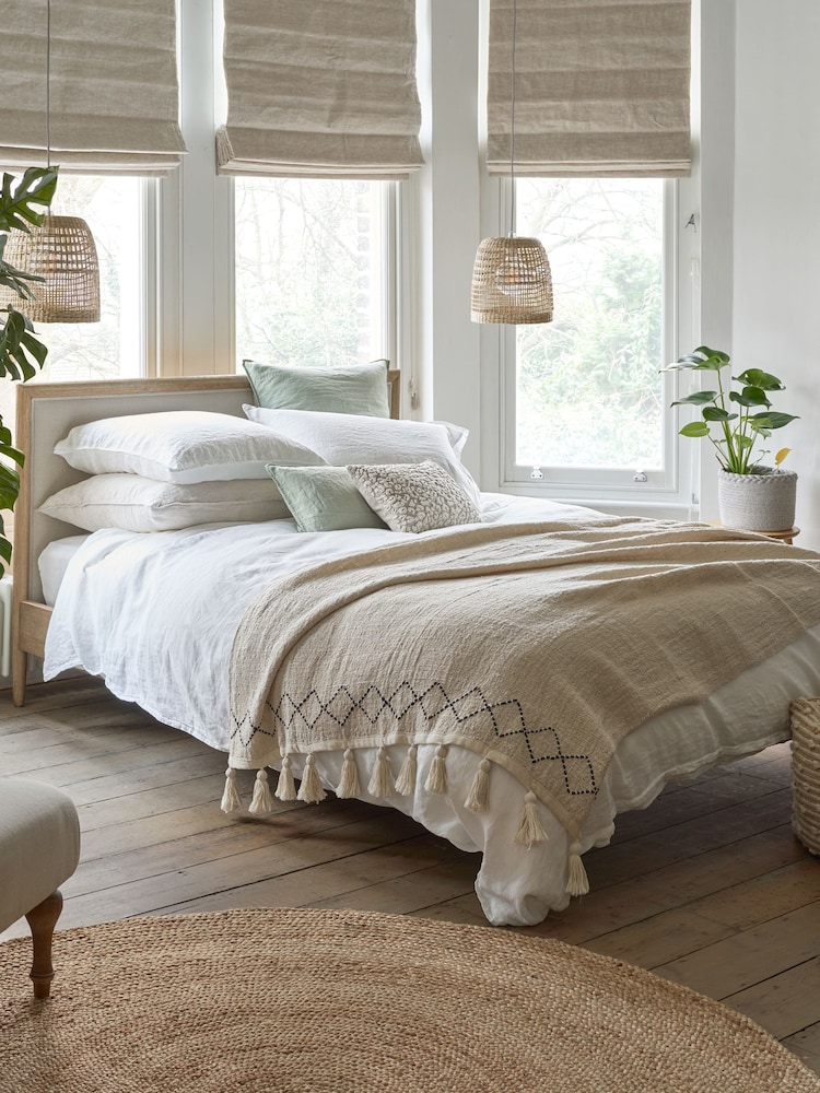 Feather & Black Natural Aubrey Wooden Bed - Image 1 of 2