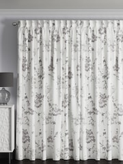Grey Floral Made to Measure 100% Cotton Curtains - Image 2 of 9
