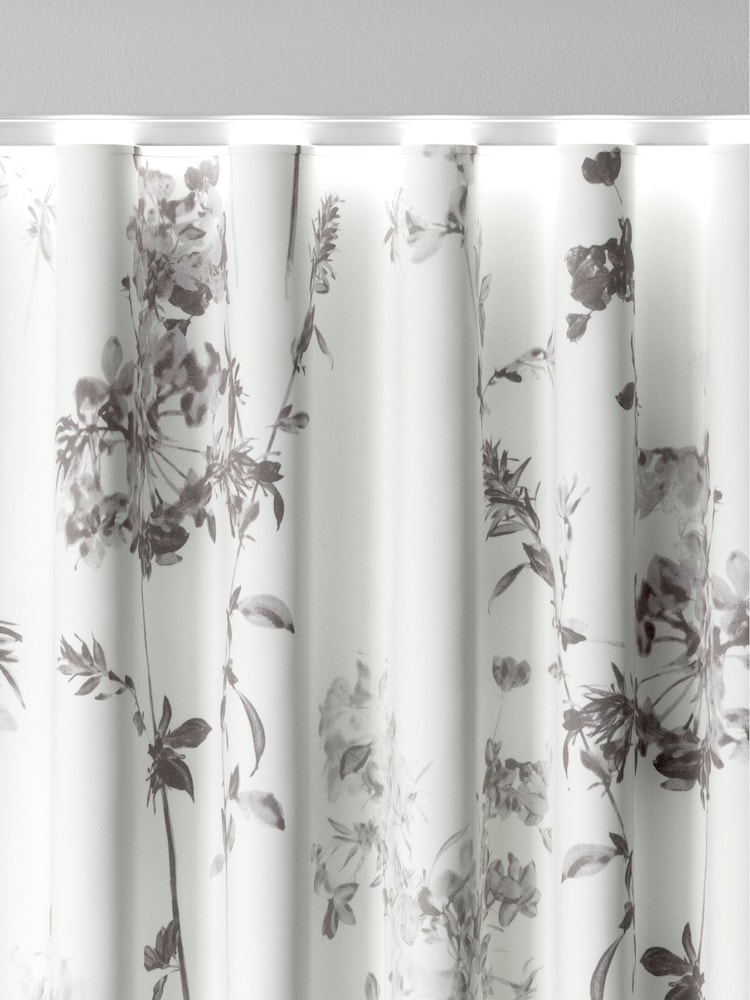 Grey Floral Made to Measure 100% Cotton Curtains - Image 8 of 9