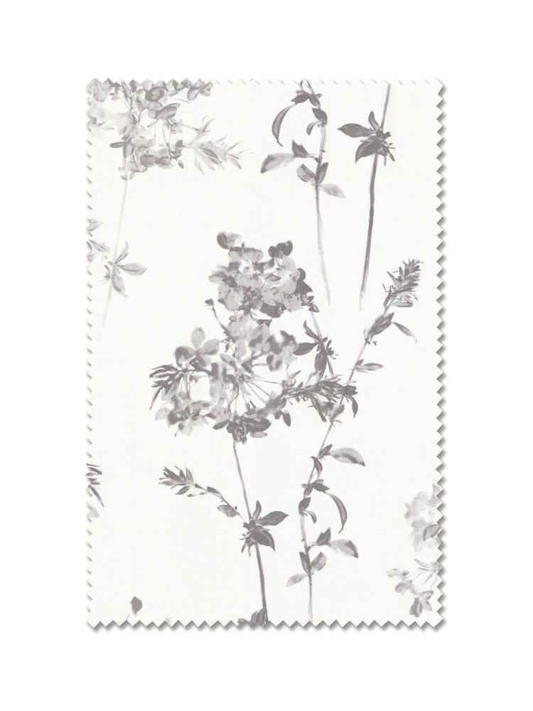 Grey Floral Made to Measure 100% Cotton Curtains - Image 9 of 9