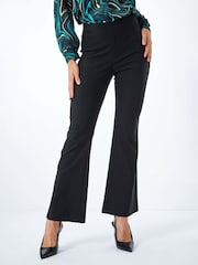 Roman Black Full Length Boot Cut Stretch Trousers - Image 1 of 4