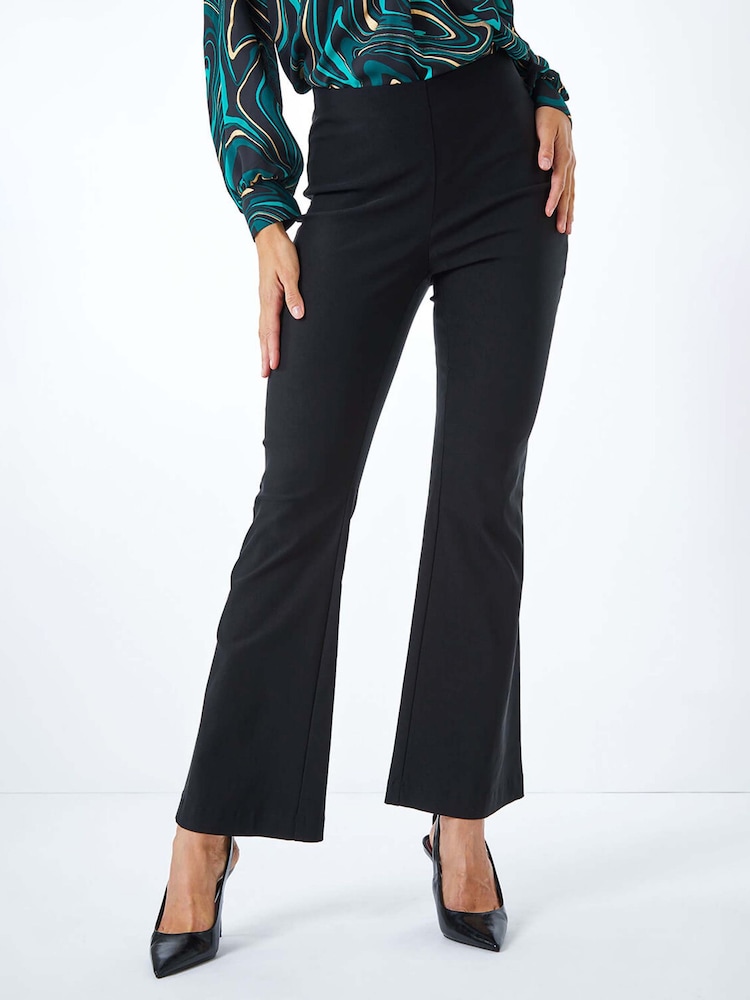 Roman Black Full Length Boot Cut Stretch Trousers - Image 1 of 4