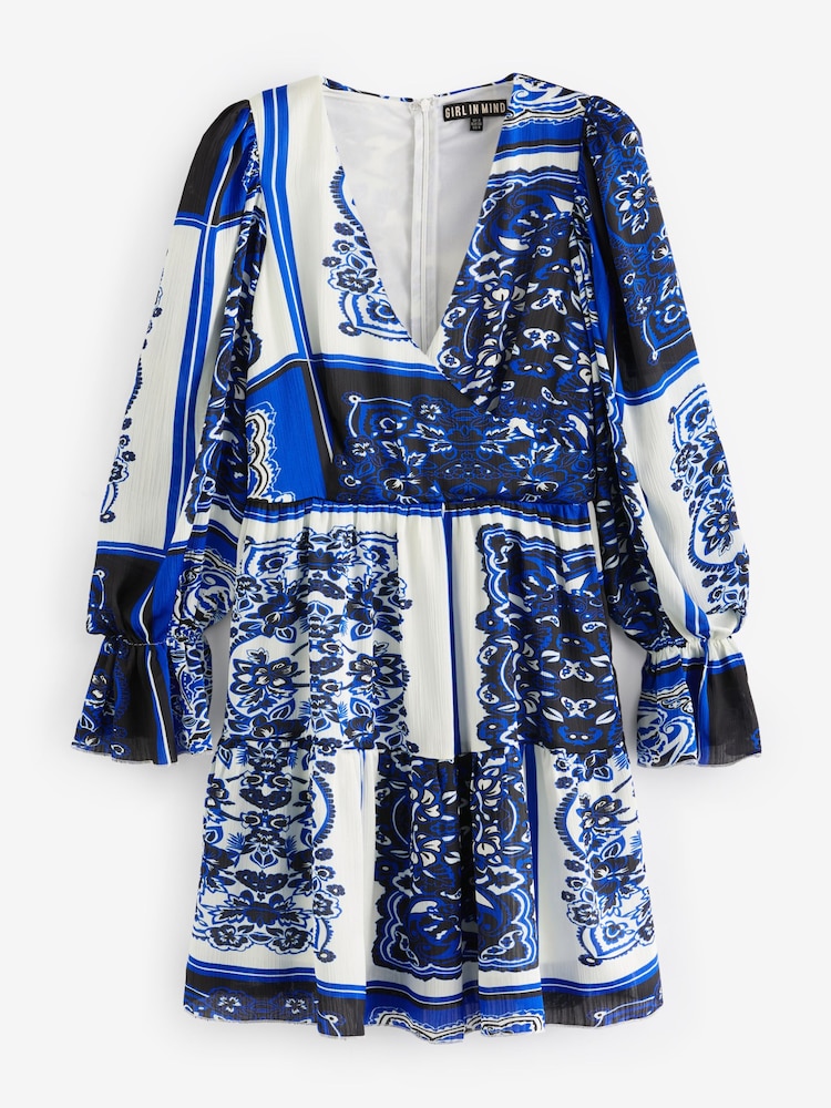 Girl In Mind Blue Gia Blue Patchwork Mini Dress - Image 5 of 5 Girl In Mind Blue Gia Blue Patchwork Mini Dress - Image 5 of 5