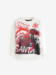 White Graffiti Christmas Graphic Crew Neck 100% Cotton Sweatshirt (3-16yrs) - Image 1 of 4