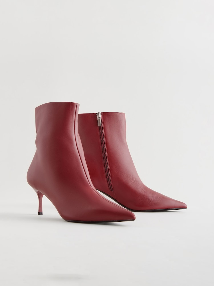 Burgundy Red Forever Comfort® Pointed Toe Skinny Heeled Ankle Boots - Image 3 of 9
