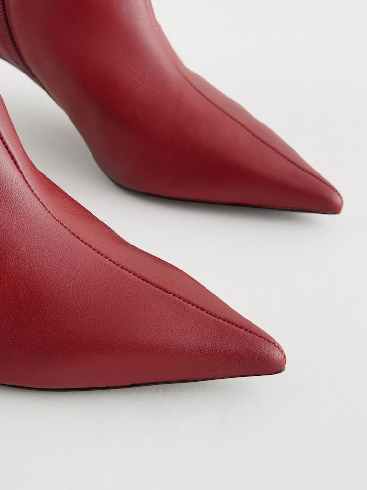 Burgundy Red Forever Comfort® Pointed Toe Skinny Heeled Ankle Boots - Image 8 of 9