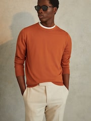 Reiss Hot Orange Wessex Merino Wool Crew Neck Jumper - Image 1 of 4