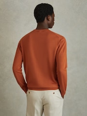 Reiss Hot Orange Wessex Merino Wool Crew Neck Jumper - Image 3 of 4