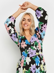 Yours Curve Multi LIMITED COLLECTION Floral Print Textured Wrap Dress - Image 5 of 6