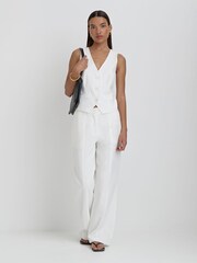 4th & Reckless White Tilde Linen Straight Leg Trousers - Image 1 of 5