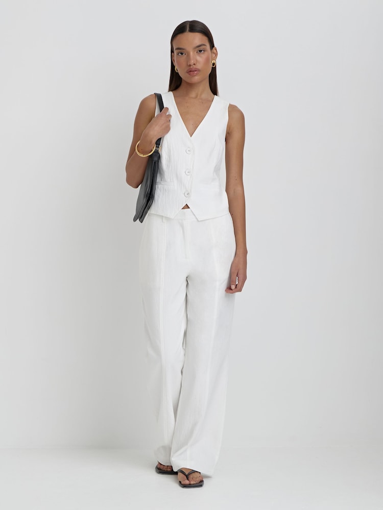 4th & Reckless White Tilde Linen Straight Leg Trousers - Image 1 of 5