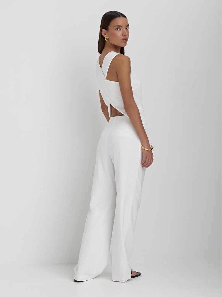 4th & Reckless White Tilde Linen Straight Leg Trousers - Image 2 of 5