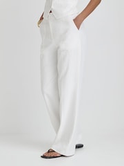4th & Reckless White Tilde Linen Straight Leg Trousers - Image 3 of 5