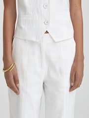 4th & Reckless White Tilde Linen Straight Leg Trousers - Image 4 of 5