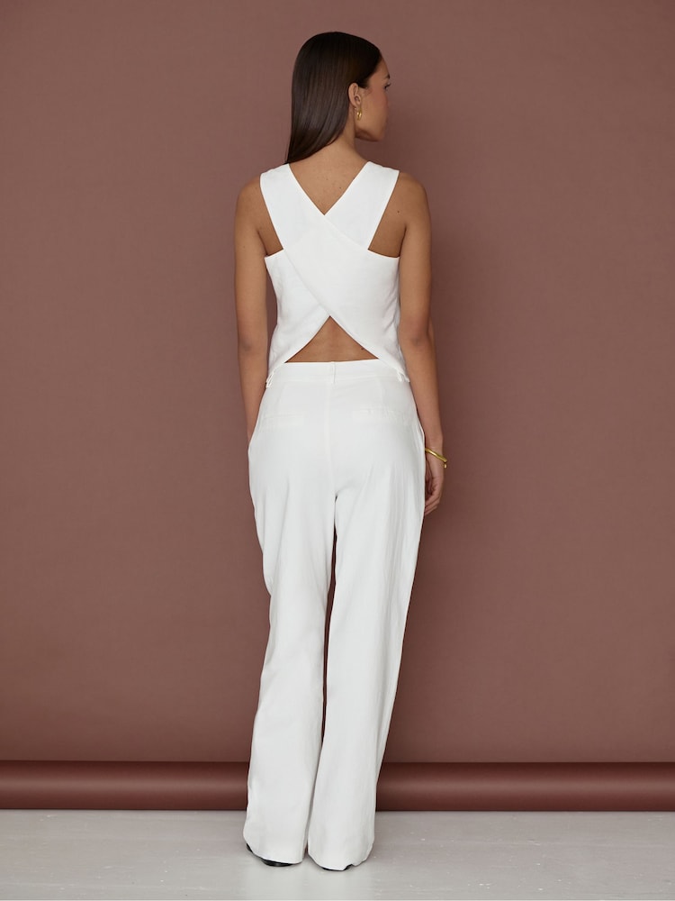 4th & Reckless White Tilde Linen Straight Leg Trousers - Image 5 of 5