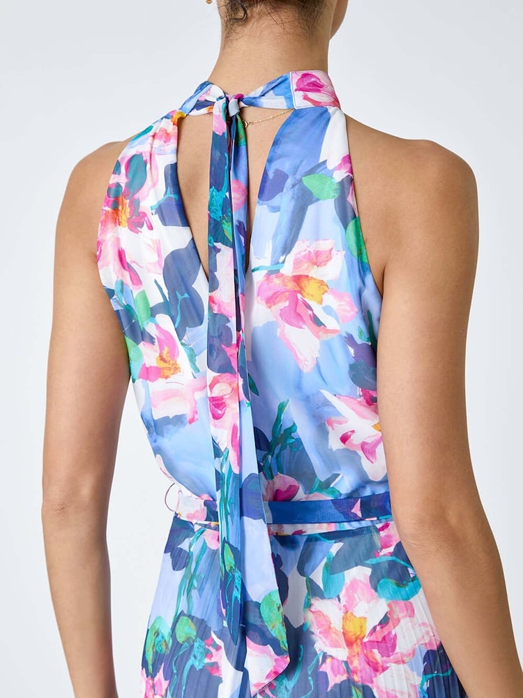 Roman Blue Pleated Midi Dress - Image 5 of 5