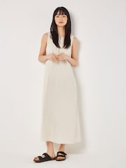 Apricot Natural Zip Detail Linen Mix Maxi Dress - Image 2 of 5