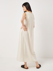 Apricot Natural Zip Detail Linen Mix Maxi Dress - Image 5 of 5