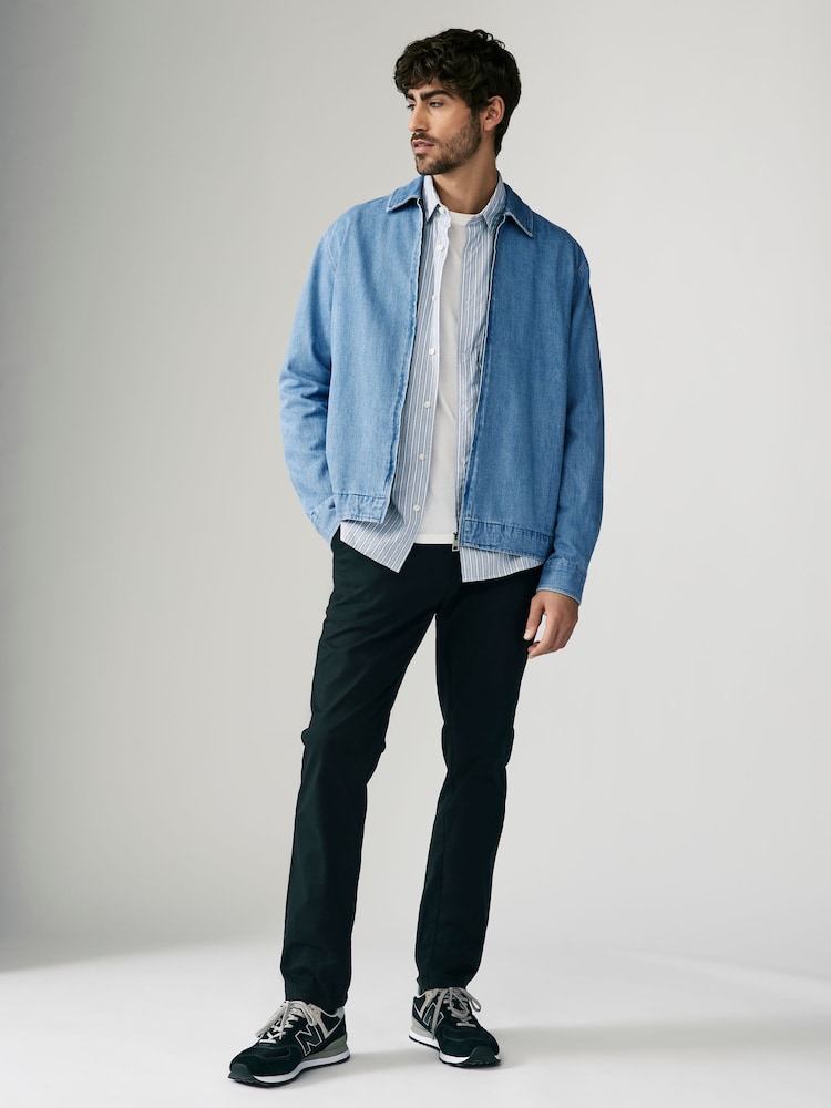 Hellblauer Denim - Shacket aus 100 % Baumwolle mit Reißverschluss - Bild 2 von 10