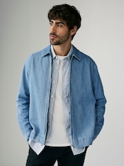 Hellblauer Denim - Shacket aus 100 % Baumwolle mit Reißverschluss - Bild 3 von 10