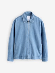 Hellblauer Denim - Shacket aus 100 % Baumwolle mit Reißverschluss - Bild 7 von 10