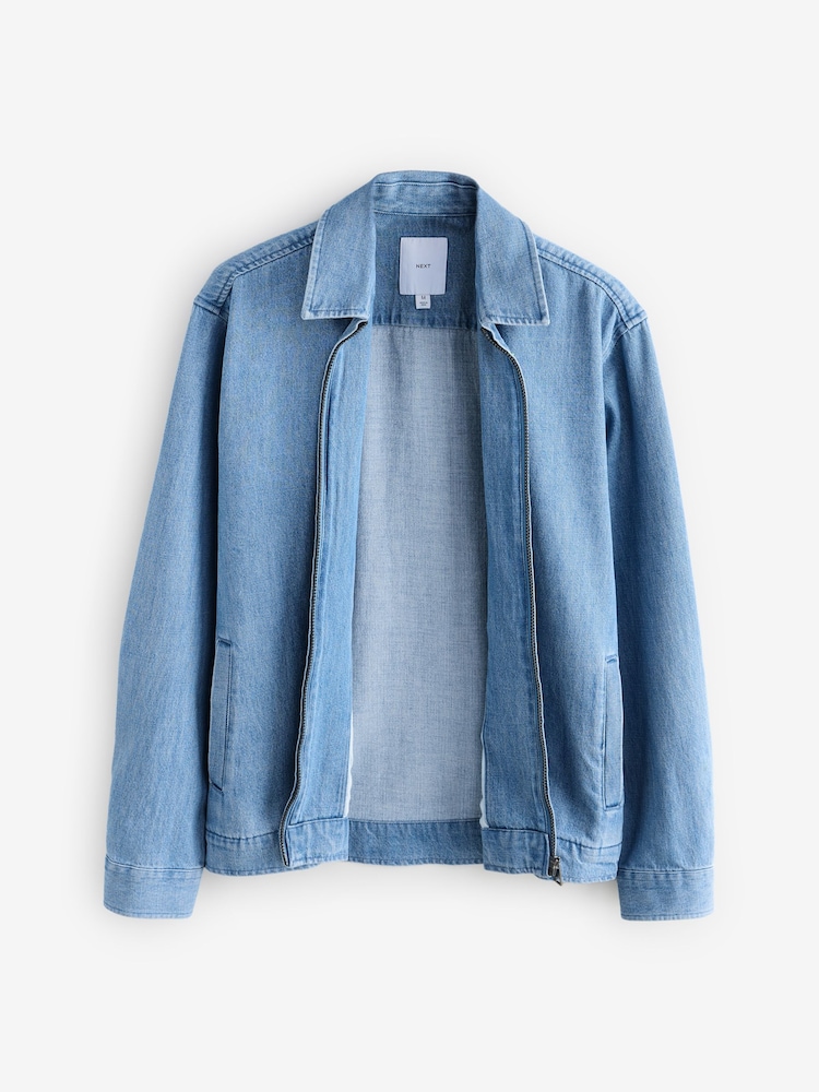 Light Blue Denim Zip Through 100% Cotton Shacket - Image 8 of 10