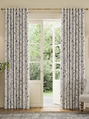 Joules Blue Festival Pheasants Blackout Eyelet Curtains - Image 1 of 2
