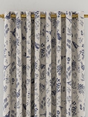 Joules Blue Festival Pheasants Blackout Eyelet Curtains - Image 2 of 2