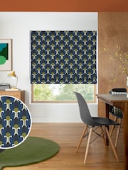 Orla Kiely Navy Blue Florida Made to Measure 100% Cotton Roman Blinds - Image 1 of 6