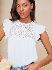 Lipsy White Crochet Dobby Shell Top - Image 1 of 4