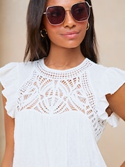 Lipsy White Crochet Dobby Shell Top - Image 4 of 4