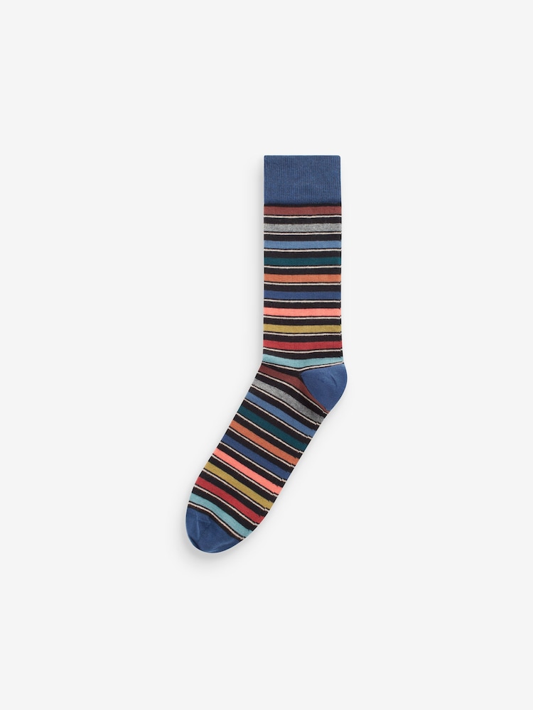 Neutral/Green/Colour Pop Stripe Pattern Socks 5 Pack - Image 2 of 7