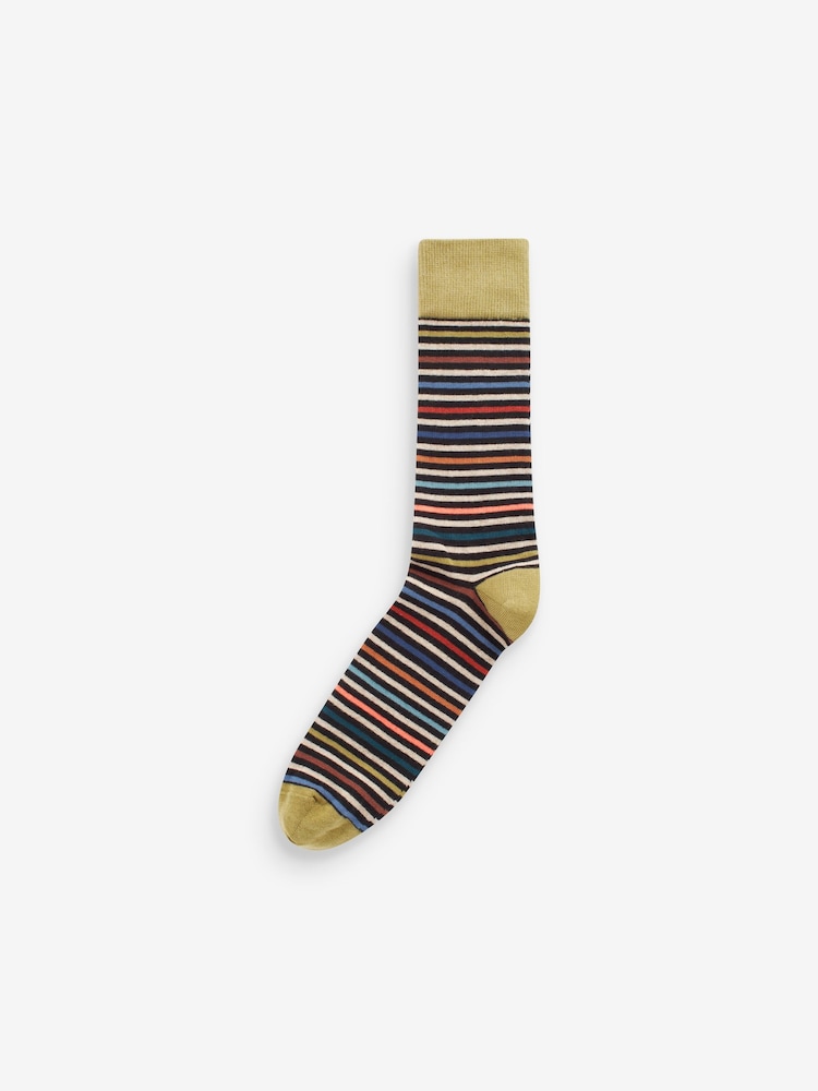 Neutral/Green/Colour Pop Stripe Pattern Socks 5 Pack - Image 3 of 7