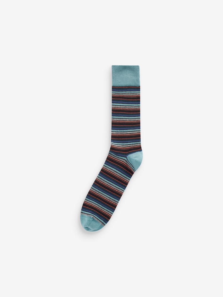 Neutral/Green/Colour Pop Stripe Pattern Socks 5 Pack - Image 5 of 7