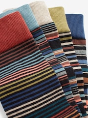 Neutral/Green/Colour Pop Stripe Pattern Socks 5 Pack - Image 7 of 7