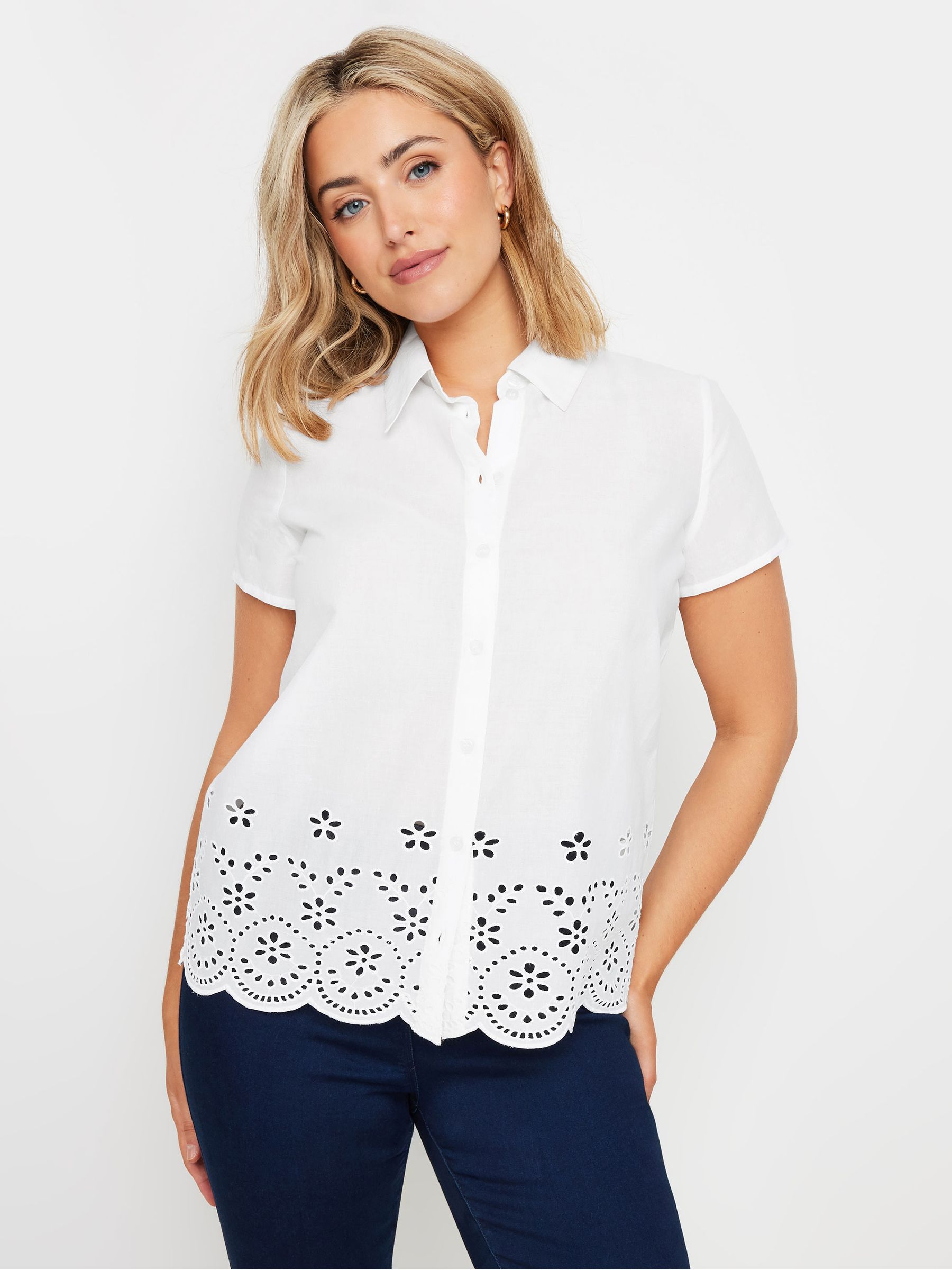 Buy M&Co White Button Down Collard Broderie Shirt from the Next UK ...