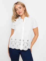 M&Co White Button Down Collard Broderie Shirt - Image 5 of 7