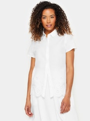 M&Co White Button Down Collard Broderie Shirt - Image 6 of 7