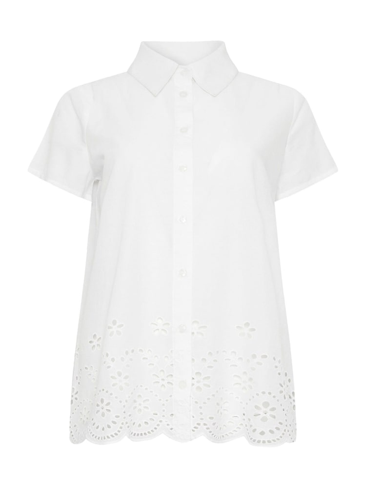 M&Co White Button Down Collard Broderie Shirt - Image 7 of 7