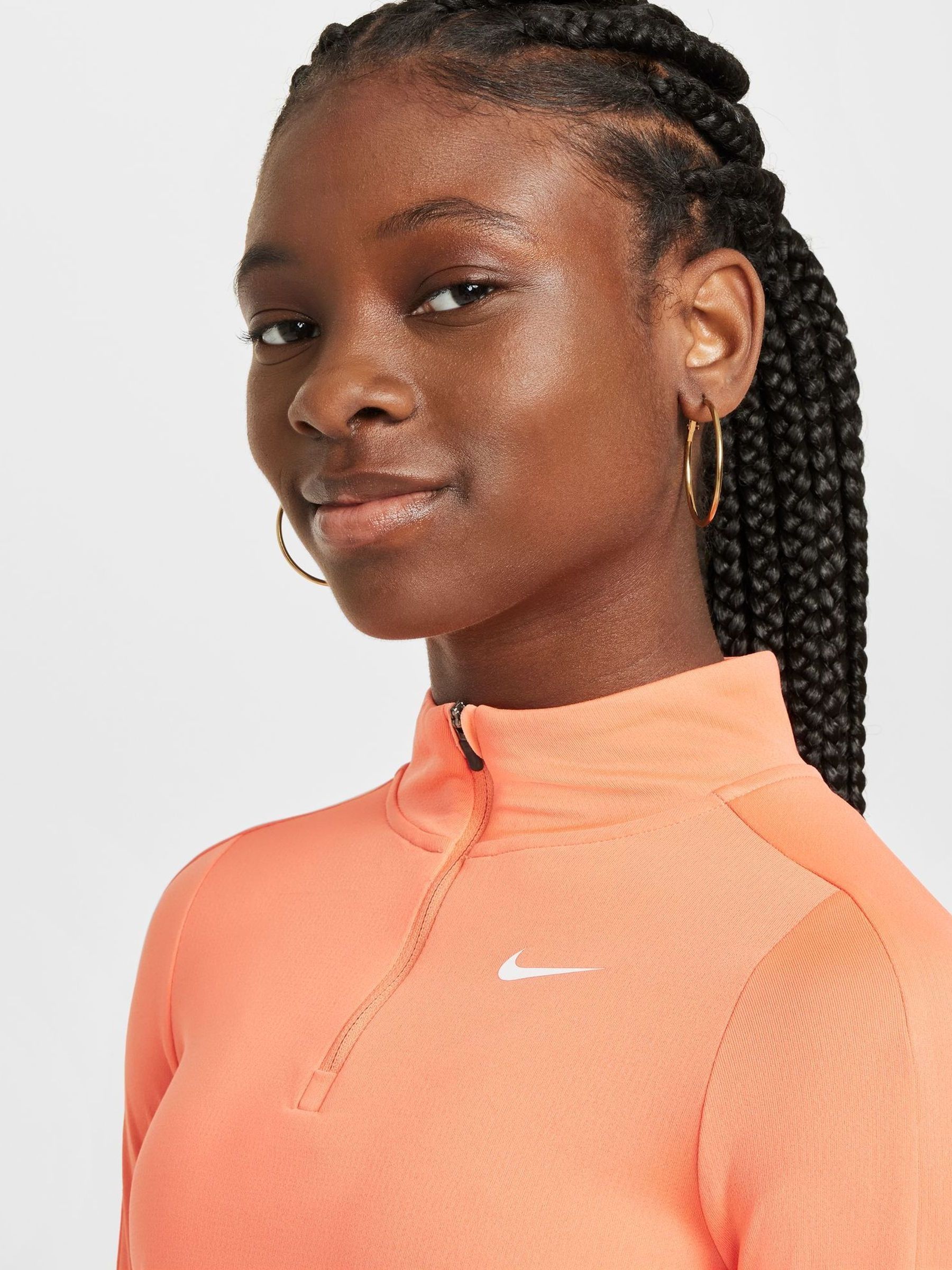 Nike Orange Dri-FIT Long Sleeve Half Zip Top | Laura Ashley