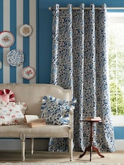 Cath Kidston Navy Strawberry Garden Blackout Eyelet Curtains - Image 2 of 3