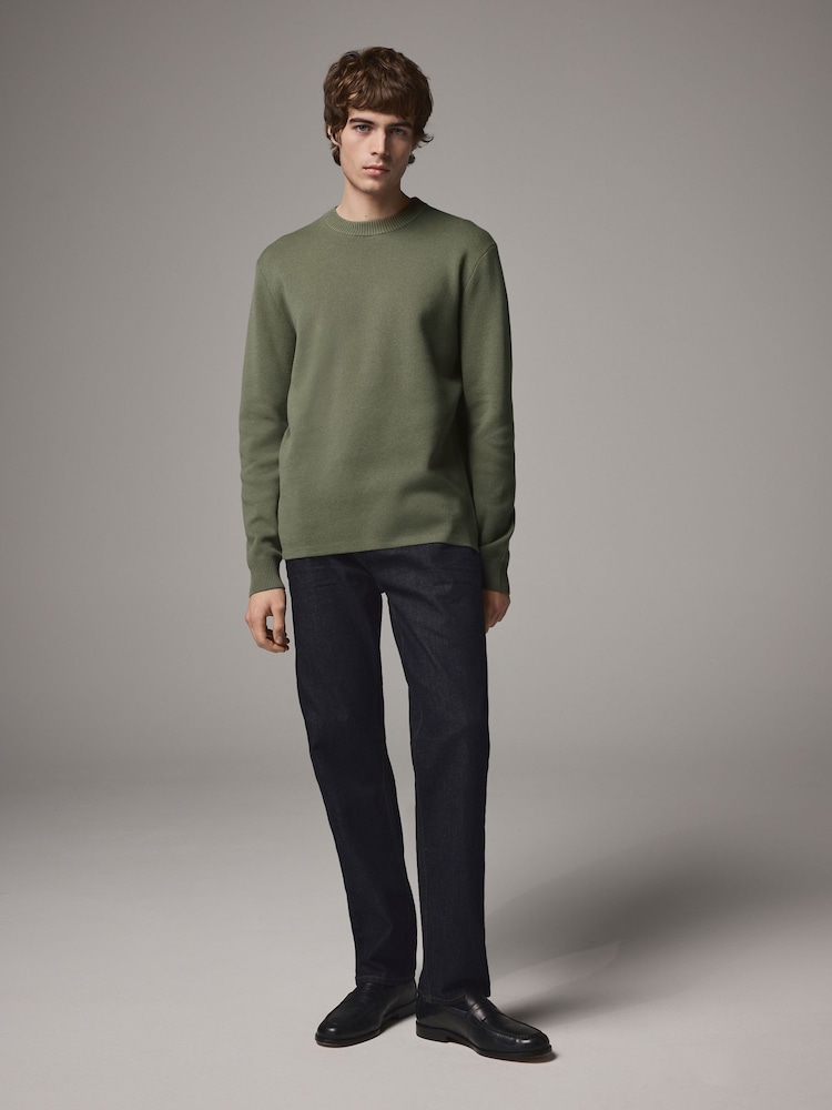 Green Regular Fit Cotton Rich Crew Jumper - Image 1 of 7