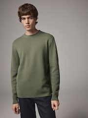 Green Regular Fit Cotton Rich Crew Jumper - Image 2 of 7