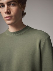 Green Regular Fit Cotton Rich Crew Jumper - Image 4 of 7