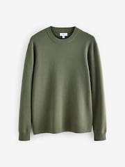 Green Regular Fit Cotton Rich Crew Jumper - Image 5 of 7