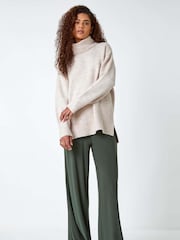 Roman Green Wide Leg Stretch Trousers - Image 3 of 6