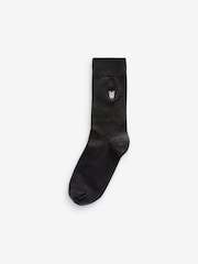 Black Safari Animals Fun Embroidered Socks 5 Pack - Image 4 of 8