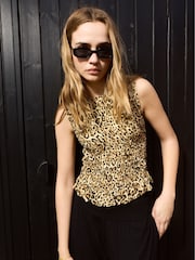 Baukjen Yellow Maggie Printed Sleeveless Smocked Top - Image 1 of 4