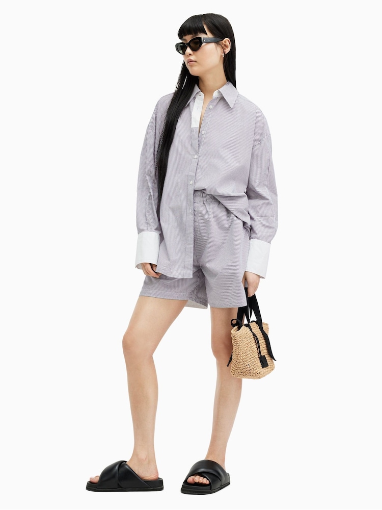 AllSaints White Stripe Karina Shorts - Image 2 of 9