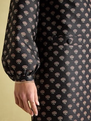 Joules Annalise Black Jacquard A-Line Dress - Image 3 of 6